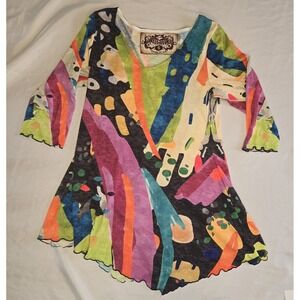 Amma Design Shirt Small Colorful Tunic Top Boho Geometric Indie Hippie Artsy USA